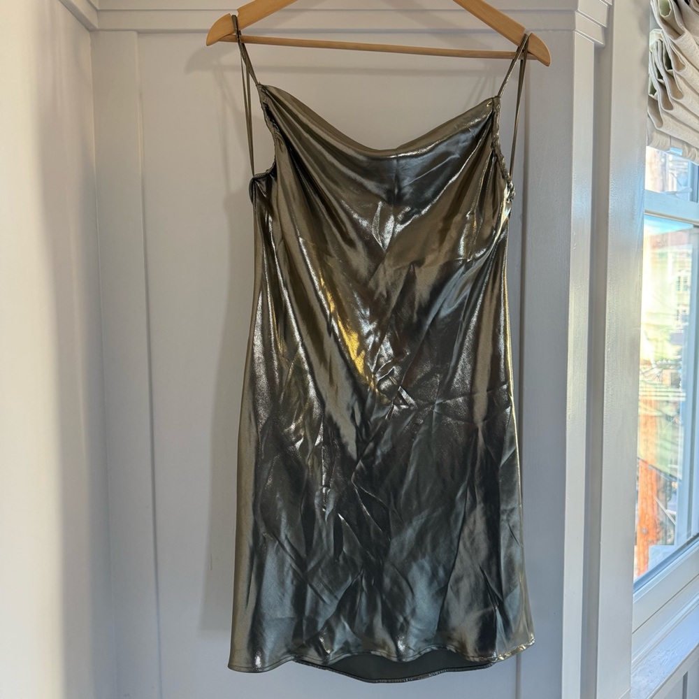 Zara Metallic Silver Mini Dress